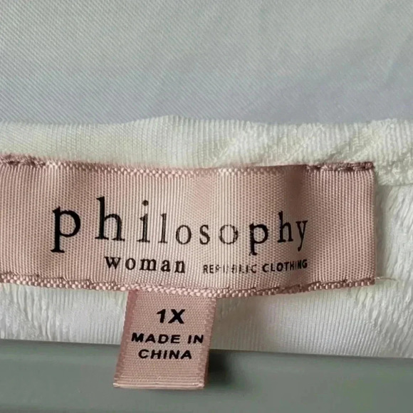 PHILOSOPHY REPUBLIC White Womens Blouse Shirt Top Plus Size 1X - Picture 6 of 7